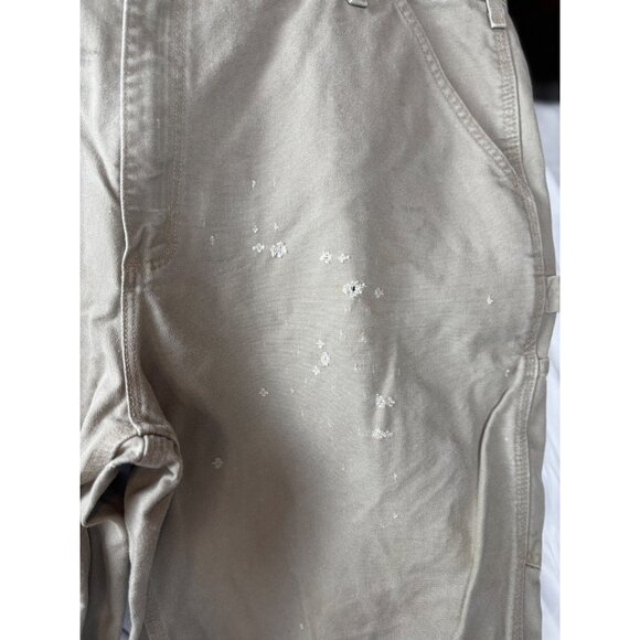 Carhartt Mens Beige Canvas Dungaree Work Pants Size 42x32 - note flaws - Picture 12 of 14